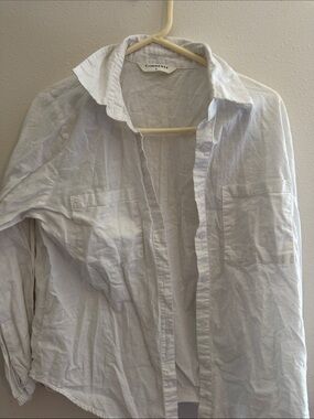 Commense White Button-Down Women's Shirt